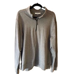 Greg Norman Shark Logo Pullover Sweater 1/4 Zip Men's L Gray Elbow‎ Patch Soft